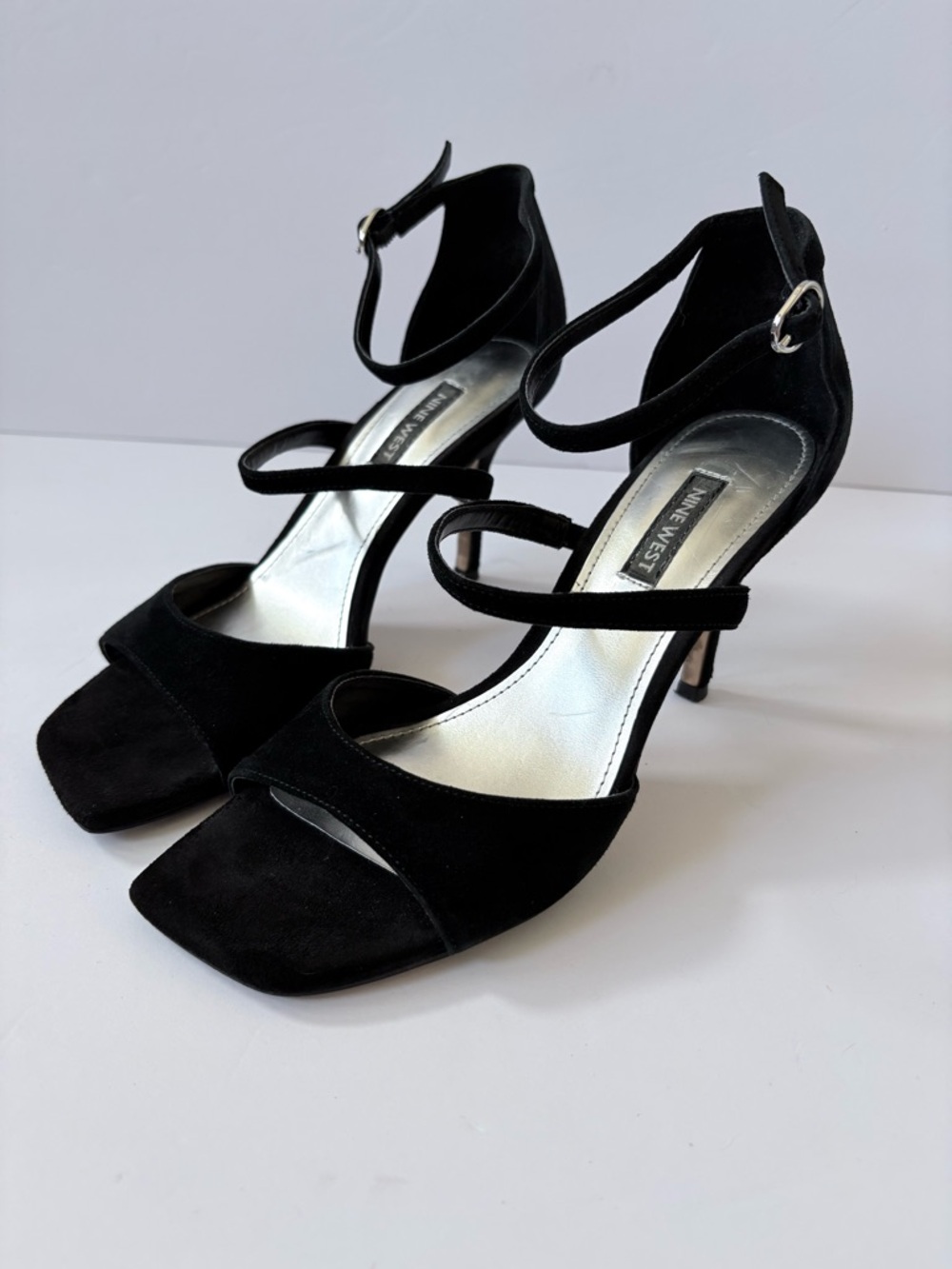 Nine West Sighs Dress Sandals Black‎ 7 Suede Going Out Statement Career Preppy